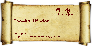 Thomka Nándor névjegykártya